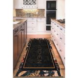 linazaitun Siyah My Kitchen Desenli Yıkanabilir Kaymaz Taban Leke Tutmaz Modern Mutfak Halısı Ve Yolluk