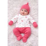 Linda Harris Bow Pattern Rose 5’li Yenidoğan Kız Bebek Hastane Çıkışı Seti