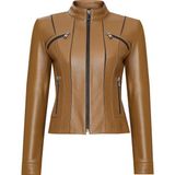 Linda Kadın Camel Kısa Deri Ceket 25SGD5200U4 - Kahverengi