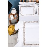 Linda Nakışlı %100 Pamuk Nevresim Takımı - Krem - 220 x 240 cm