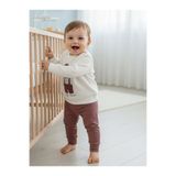 Lindakids Sevimli Ayıcık Desenli Omuzdan Çıtçıtlı Mevsimlik % 100 Organik Pamuk Bebek Takımı