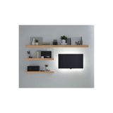 LİNDE HOME 3lü Atlantik Çam Duvar Rafı Tv Rafı Salon Dekorasyonu