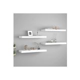 LİNDE HOME 50x15 4lü Beyaz Uçan Raf, Duvar Rafı, Kitaplık, Kütüphane
