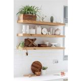 LİNDE HOME 70cm Tekli Masif Duvar Rafı Kütüphane Kitaplık Banyo Ve Mutfak Düzenleyici 70x15cm