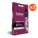 Lindocat Advanced Carbon + Aktif Karbonlu & Fresh Kokulu Kalın Taneli Kedi Kumu 8 Lt x 2 Adet