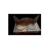 LindoHome Kedi mama kabı ,kedi su ve yemek kabı, 2 li çelik kaseli ve kase kapaklı özel ahşap tasarım