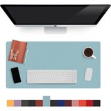 Lindos - Deri Mat, Masa Pedi, Büyük Mouse Pad, Ofis Için Mat, Su Geçirmez Mat, Ofis ve Ev Için Deri Pedi, Gaming Masa Matı, Masaüstü Için Masa Koruyucu Pedi (75 cm x 34 cm x 1,3) (Buz-Mavisi)