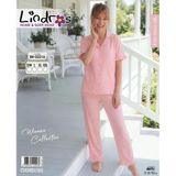 Lindros Br-02216 Kadın Kısa Kollu Bürümcük Düğmeli Pijama Takım