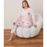 Lindros Kadın Pamuklu Düğme Yaka Raporlu İnterlok Battal Pijama Takımı 05109 - 1 Adet Pembe-5XL