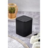 Line Çizgili Kare Kapaklı Klik Çöp Kovası Banyo Mutfak - Siyah - 6,5 lt