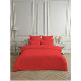 Line Kırmızı Pamuk Saten Çift Kişilik Nevresim Takımı Lastiksiz Çarşaflı 4 Parça Set - 200 x 220 cm