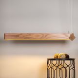 Line Minimal Masif Ahşap Avize - Lineer LED Aydınlatma - El Yapımı - Soft Meşe