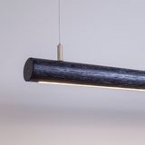 Line Minimal Silindir Modern Ahşap Aydınlatma - Minimal LED Sarkıt Avize - Siyah