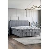 Line Visco Lüks Yatak Baza ve Başlık Seti 150x200 cm Çift Kişilik Yatak Baza Başlık Takımı Koyu Gri