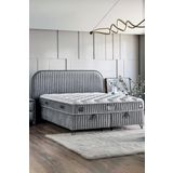 Line Visco Lüks Yatak Baza ve Başlık Seti 180x200 cm Çift Kişilik Yatak Baza Başlık Takımı Koyu Gri
