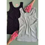 Linea, 2’li Çağla Yeşili ve Siyah Renk, Ribanalı Kalın Askılı, Pamuklu Kadın Bluz-Atlet - 2XL - Açık Yeşil