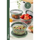 Linea 3 Adet 3 Litre Yuvarlak Sızdırmaz Çerez & Meyve & Bakliyat Saklama Kabı Yeşil