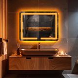 Linea Amber Led'li Lazer Kumlamalı Lavabo & Banyo Aynası (Dokunmatik Sensörlü) - 90 x 65