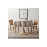 linea natura home Çizgili Kahverengi Naturel Vintage Yuvarlak Fırfırlı Masa Örtüsü