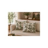 linea natura home Duck Kumaş Fransız Köylüler Desenli Dekoratif Püsküllü Kırlent Kılıfı - 2'li Çeyiz Seti