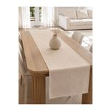 linea natura home Düz Sade Krem Keten Bohem Vintage Runner 40x140