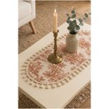 linea natura home Kahve Fransız Köylü Desenli Duck Kumaş Oval Runner 30x80