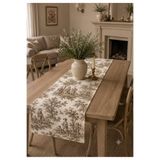 linea natura home Kahverengi Fransız Köylü Desenli Duck Kumaş 40x140 Runner– Bohem Tropikal Masa Örtüsü Runner | Salon Mutfak Balkon Dekoru