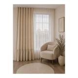 linea natura home Keten Eteği Fırfırlı Bohem Natural Vintage Fon Perde - Tek Kanat (en x boy)