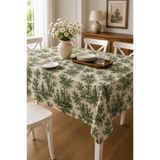 linea natura home Yeşil Duck Kumaş Fransız Köylü Desenli Düz Masa Örtüsü Vintage Bohem Salon ve Mutfak