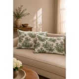 linea natura home Yeşil Duck Kumaş Fransız Köylüler Desenli Dekoratif Kırlent Kılıfı-2'li Çeyiz Seti
