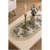 linea natura home Yeşil Fransız Köylü Desenli Duck Kumaş Oval Runner 30x80