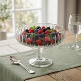 Linea Şeffaf Cam Ayaklı Sunum Çanağı - Dekoratif Küçük Salata Kasesi ve Çerezlik (20X15,5 C