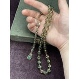 LineaCraft Alpaka Lale Uçlu Arpa Kesim Zar Renginde Ateş Kehribar Tesbih (7x11 mm) OT-ATS-KHRBR-034-B1