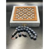 LineaCraft Salih Şirin Usta İşi Efe Boy Fıçı Kesim Lacivert Stabilize Kafur Ağacı Tesbih OT-AHS-KFR-001-B1