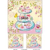 Lineart 5458 Cupcake Stand Renkli Çiçekler Desen Pirinç Dekupaj Kağıdı