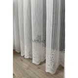 Lineart Etek Desenli Modern Çizgi Detaylı Beyaz Örme Tül Perde | Yeni Sezon (1x2.5 Pile Dikişli) - 300 x 250 cm