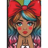 Lined Notebook: Cute and Colorful Pop Art Girl with Bow Illustration | 5.0” x 7.0” Girly Red Dot Art Deco Retro Aesthetic Journal with 120 Pages for ... – School – Work - Home | Preppy Collection