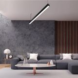 Lineer 100 cm Siyah Kasa Sarkıt Modern LED Avize, Salon, Mutfak, Lineer Avize - Ahşap