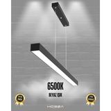Lineer 100cm (Siyah Kasa, Beyaz Işık) Ledli Modern Sarkıt Linear LED Avize Salon Mutfak Oturma Odası Yatak Odası Antre Hol Ofis LED