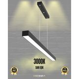 Lineer 100cm (Siyah Kasa, Sarı Işık) Ledli Modern Sarkıt Linear LED Avize Salon Mutfak Oturma Odası Yatak Odası Antre Hol Ofis LED