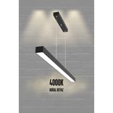 Lineer 80CM ( Siyah Kasa, Doğal Beyaz Işık ) Sarkıt Modern LED Avize, Salon, Mutfak, Masaüstü Avize - 1
