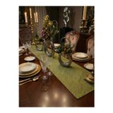 Linen Baskılı Pamuk Keten Haki Runner 40X140 Cm 948