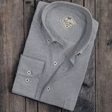 Linen Keten Hafif Kumaş Uzun Kollu Erkek Gömlek (Regular Kalıp) - XL - Gri