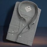 Linen Keten Hafif Kumaş Uzun Kollu Gri Erkek Gömlek (Regular Kalıp) - 2XL