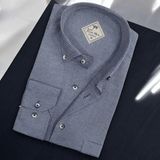 Linen Keten Hafif Kumaş Uzun Kollu Gri Erkek Gömlek (Regular Kalıp) - 3XL - Koyu Gri