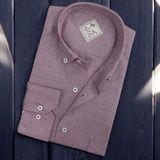 Linen Keten Hafif Kumaş Uzun Kollu Pembe Erkek Gömlek (Regular Kalıp) - 4XL