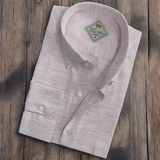 Linen Keten Hafif Kumaş Uzun Kollu Pudra Erkek Gömlek (Regular Kalıp) - XL