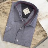 Linen Keten Klasik Antrasit Kısa Kollu Erkek Gömlek (Regular Kalıp)