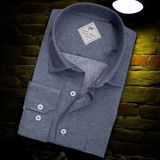 Linen Keten Klasik Indigo Uzun Kollu Erkek Gömlek (Regular Kalıp) - 3XL