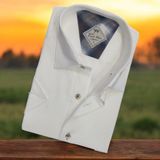 Linen Keten Klasik Kısa Kollu Beyaz Erkek Gömlek (Regular Kalıp) - XL